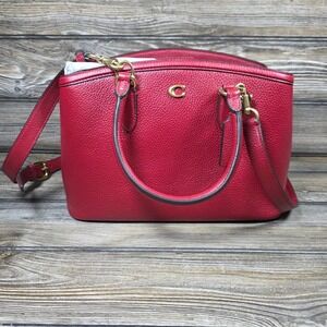 Coach‎ Legacy Carryall 28 Crossgrain Leather Satchel Ruby Red Handbag Purse